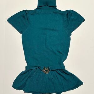 GUESS Marciano Teal Short Sleeve Belted Turtleneck Sweater sz XS